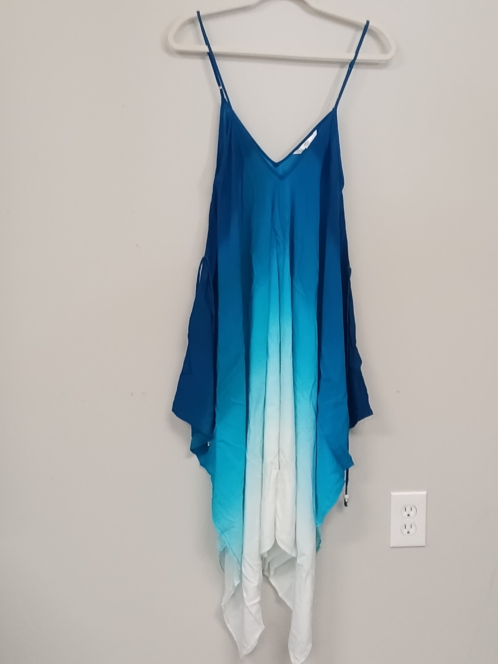 Hawaiian Tropic Asymmetrical Blue White Ombre Swimsuit Cover Up Dress XL